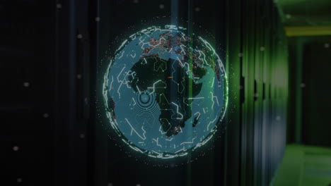 Animation-Eines-Globus-Mit-Verbindungen-über-Einen-Computerserver