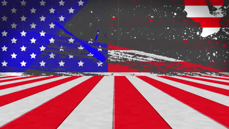 Animation-Einer-Störung-über-Der-Flagge-Der-USA-Auf-Schwarzem-Hintergrund