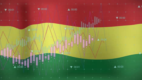 Animation-Von-Diagrammen-Zur-Datenverarbeitung-über-Der-Flagge-Boliviens