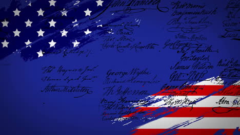 Animation-of-country-coloured-with-flag-of-usa-over-text-of-declaration