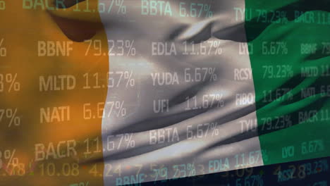 Animation-Der-Finanzdatenverarbeitung-über-Der-Flagge-Irlands