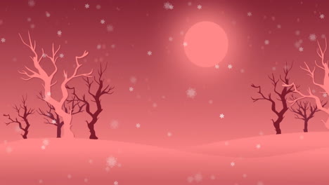 Animation-of-snow-falling-over-christmas-winter-scenery