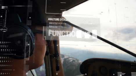 Animation-Der-Datenverarbeitung-über-Einem-Kaukasischen-Männlichen-Piloten-Im-Flugzeug
