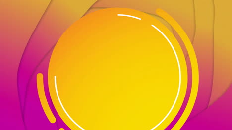 Animation-Eines-Sich-Drehenden-Gelben-Kreises-Auf-Gemustertem-Hintergrund