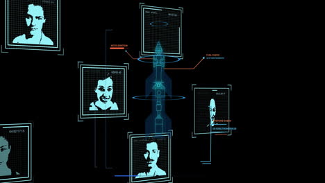 Animation-Biometrischer-Fotos-Und-Datenverarbeitung-Auf-Schwarzem-Hintergrund