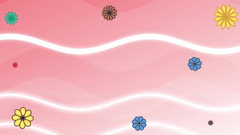 Animation-Von-Weißen-Linien-Und-Blumen-Auf-Rosa-Hintergrund