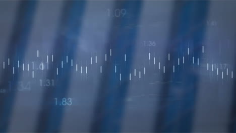 Animation-of-financial-data-processing-over-striped-background