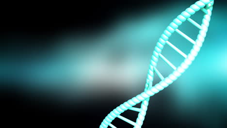 Animation-of-dna-strand-spinning-with-copy-space-over-dark-background