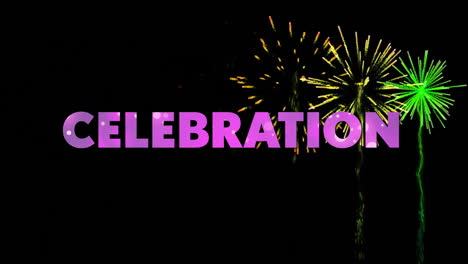 Animation-of-celebration-text-and-fireworks-on-black-background