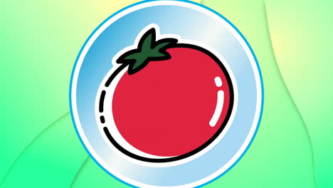 Animation-of-tomato-on-green-background
