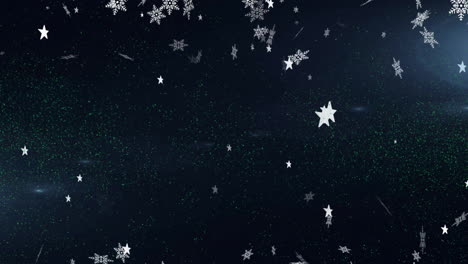 Animación-Del-Texto-Feliz-Ano-Nueavo-Sobre-Nieve-Cayendo-Sobre-Fondo-Azul
