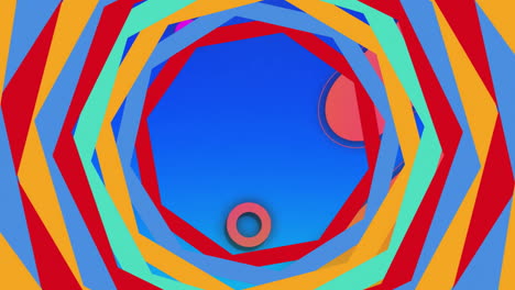 Animation-of-colourful-shapes-on-blue-background