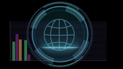 Animation-Eines-Globus-Und-Eines-Textes-Zur-Cybersicherheit-über-Diagrammen