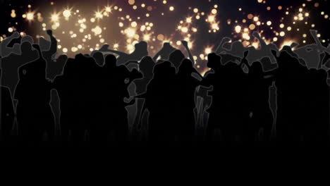 Animation-of-people-dancing-over-spots-of-light-background