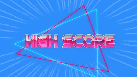 Animation-of-high-score-text-over-lines-on-blue-background
