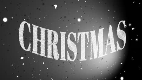 Animation-Von-Weihnachtstext-Und-Schnee,-Der-Auf-Grauem-Hintergrund-Fällt