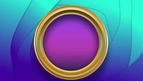 Animation-of-purple-circle-in-gold-frame-spinning-on-patterned-background