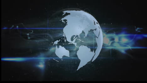 Animation-Eines-Globus-über-Lichtspuren-Auf-Schwarzem-Hintergrund