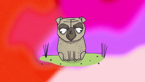 Animation-Eines-Süßen-Braunen-Hundes-Auf-Buntem-Hintergrund