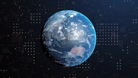 Animation-Der-Finanzdatenverarbeitung-über-Den-Globus-Auf-Blauem-Hintergrund