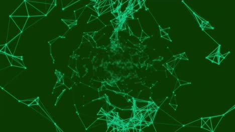Animation-Molekularer-Strukturen-über-Verbindungsnetzwerken-Auf-Grünem-Hintergrund