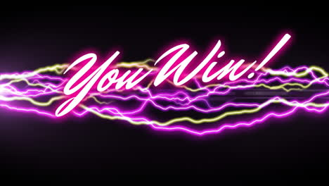 Animation-Von-„You-Win“-Text-Und-Neonmuster-Auf-Schwarzem-Hintergrund