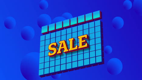 Animation-of-sale-text-over-blue-shapes