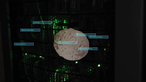 Animation-Des-Menschlichen-Gehirns-Und-Der-KI-Datenverarbeitung-Auf-Schwarzem-Hintergrund