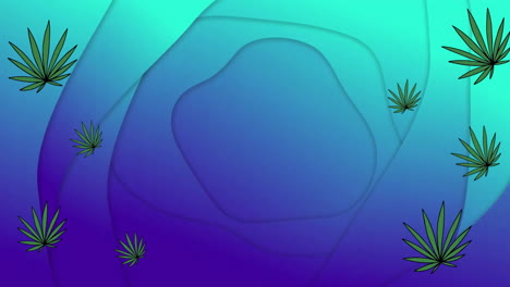 Animation-of-green-plants-over-blue-background