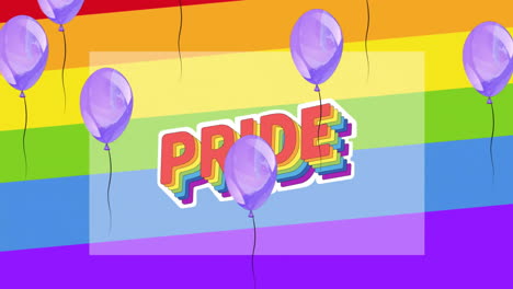 Animation-of-pride-text-and-balloons-over-rainbow-background