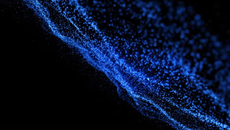 Animation-of-pink-light-trails-over-undulating-glowing-blue-network-on-black-background