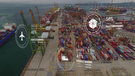 Animation-Der-Datenverarbeitung-Mit-Symbolen-über-Einem-Containerhafen