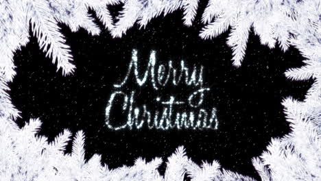 Animation-of-snow-falling-over-merry-christmas-text-and-fir-tree-branches