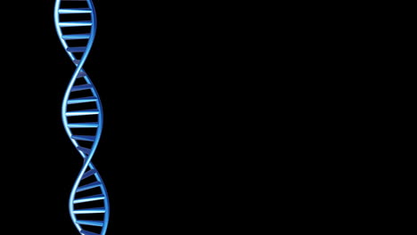 Animation-of-dna-strand-spinning-with-copy-space-over-black-background