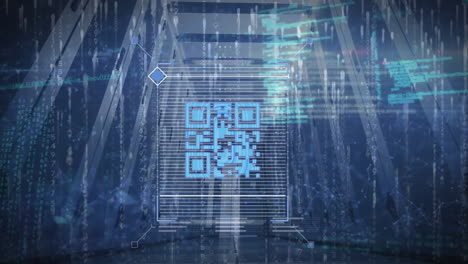 Animation-of-qr-code-with-data-processing-over-computer-servers