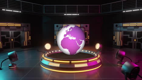 Animation-of-spinning-globe-over-cyber-room