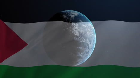 Animation-of-globe-over-flag-of-palestine