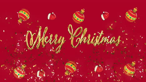 Animation-of-merry-christmas-text-over-christmas-decorations-on-red-background