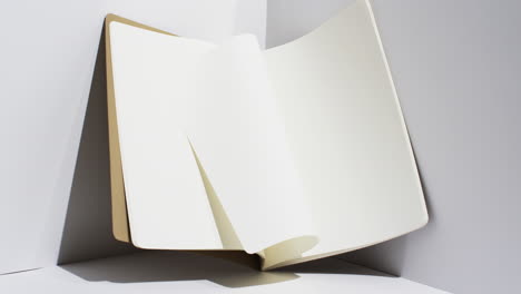 Video-of-book-with-white-blank-pages-and-copy-space-on-white-background