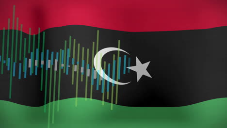Animation-of-graphs-and-processing-data-over-flag-of-libya
