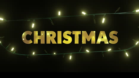 Animation-Von-Weihnachtstext-über-Lichterketten-Auf-Schwarzem-Hintergrund