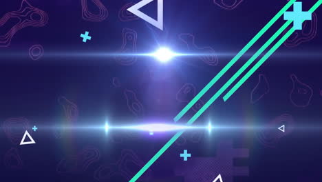 Animation-of-neon-shapes-moving-over-purple-background