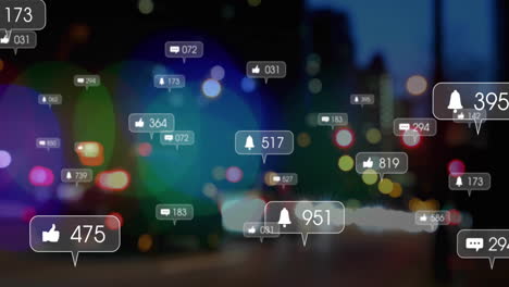 Animation-Der-Datenverarbeitung-über-Unscharfen-Straßenverkehr-In-Der-Stadt