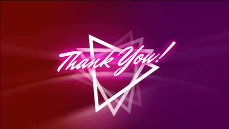 Animation-of-thank-you-text-over-glowing-neon-triangle-on-pink-background