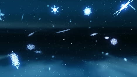Animation-of-snow-falling-over-black-background-at-christmas