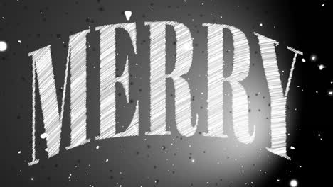 Animation-of-merry-text-and-snow-falling-over-grey-background