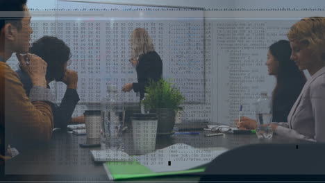 Animation-Der-Finanzdatenverarbeitung-über-Verschiedene-Geschäftsleute-Im-Büro
