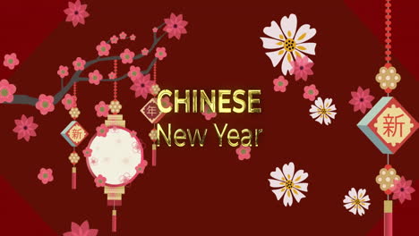 Animation-of-happy-chinese-new-year-text-over-chinese-pattern-on-red-background