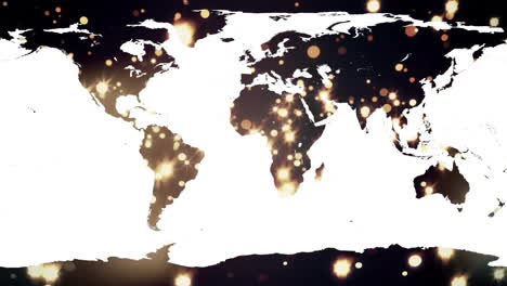 Animation-Von-Lichtpunkten-Und-Weltkarte-Auf-Schwarzem-Hintergrund