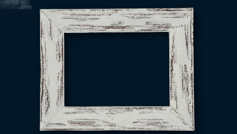 Animation-of-white-wooden-frame-with-copy-space-on-black-background